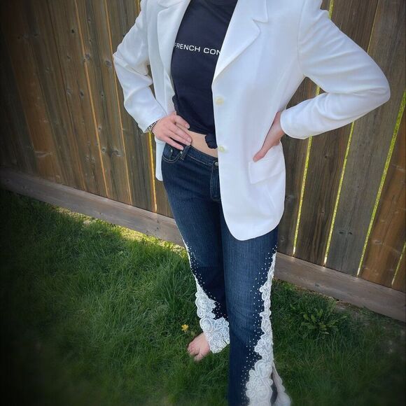 Sonic Violet denim jeans, deep indigo, embellished, SZ 34, med rise, EUC - Picture 8 of 15